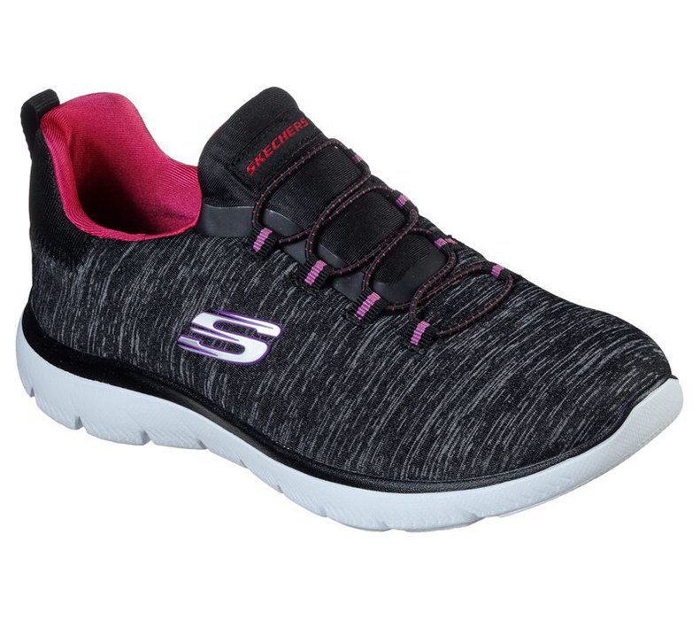 Skechers Dam Svarta/Rosa Sneakers - Summits - Quick Getaway - Sverige (WPQRK-6108)